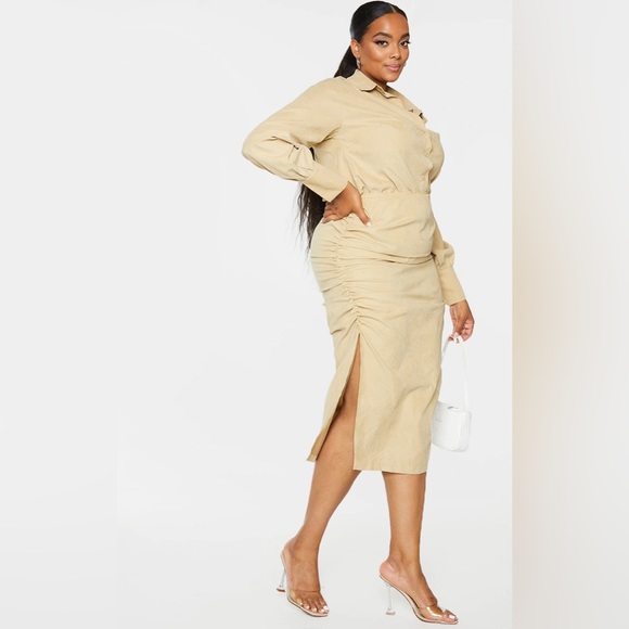 🆕 Fashion Nova Faux Suede Button Down Set - Picture 2 of 11